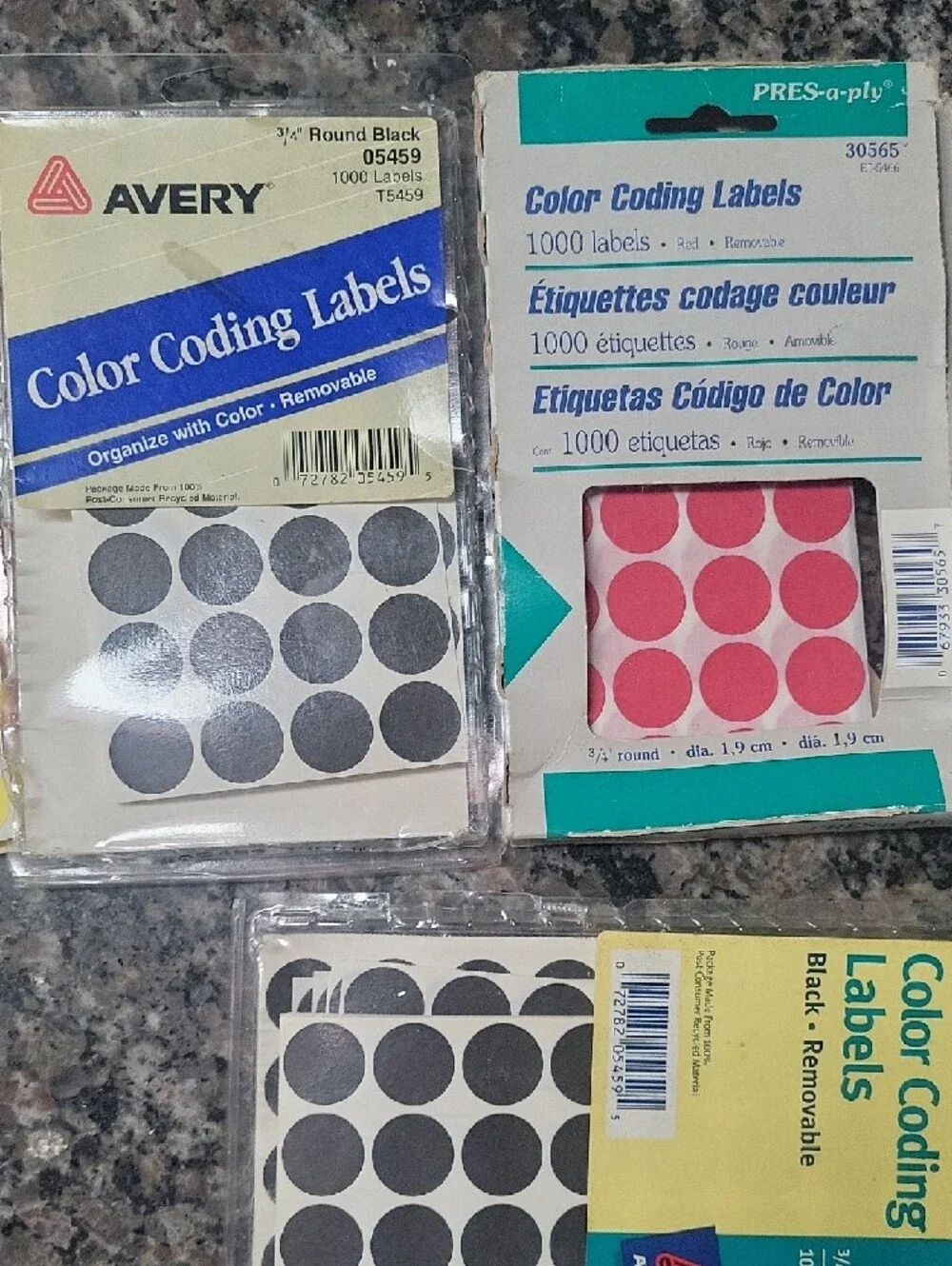 Assorted Round Adhesive Dot Stickers - Black, Yellow, Green